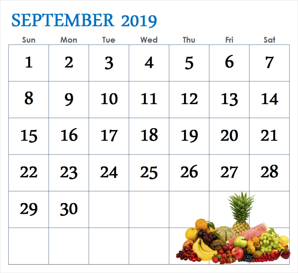 Cute September 2019 Calendar