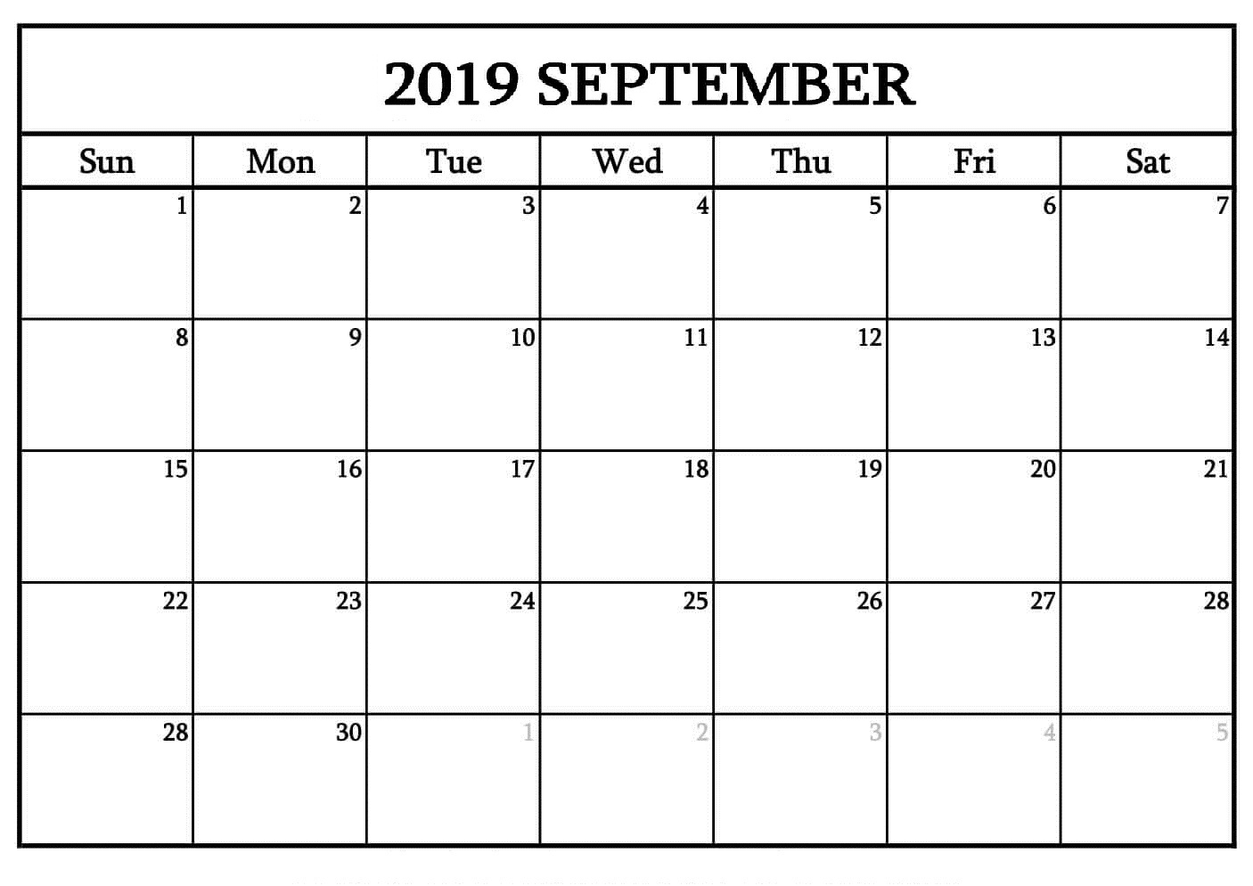 Printable September 2019 Calendar