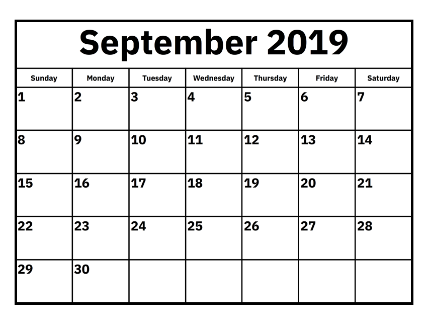 September 2019 Monthly Template