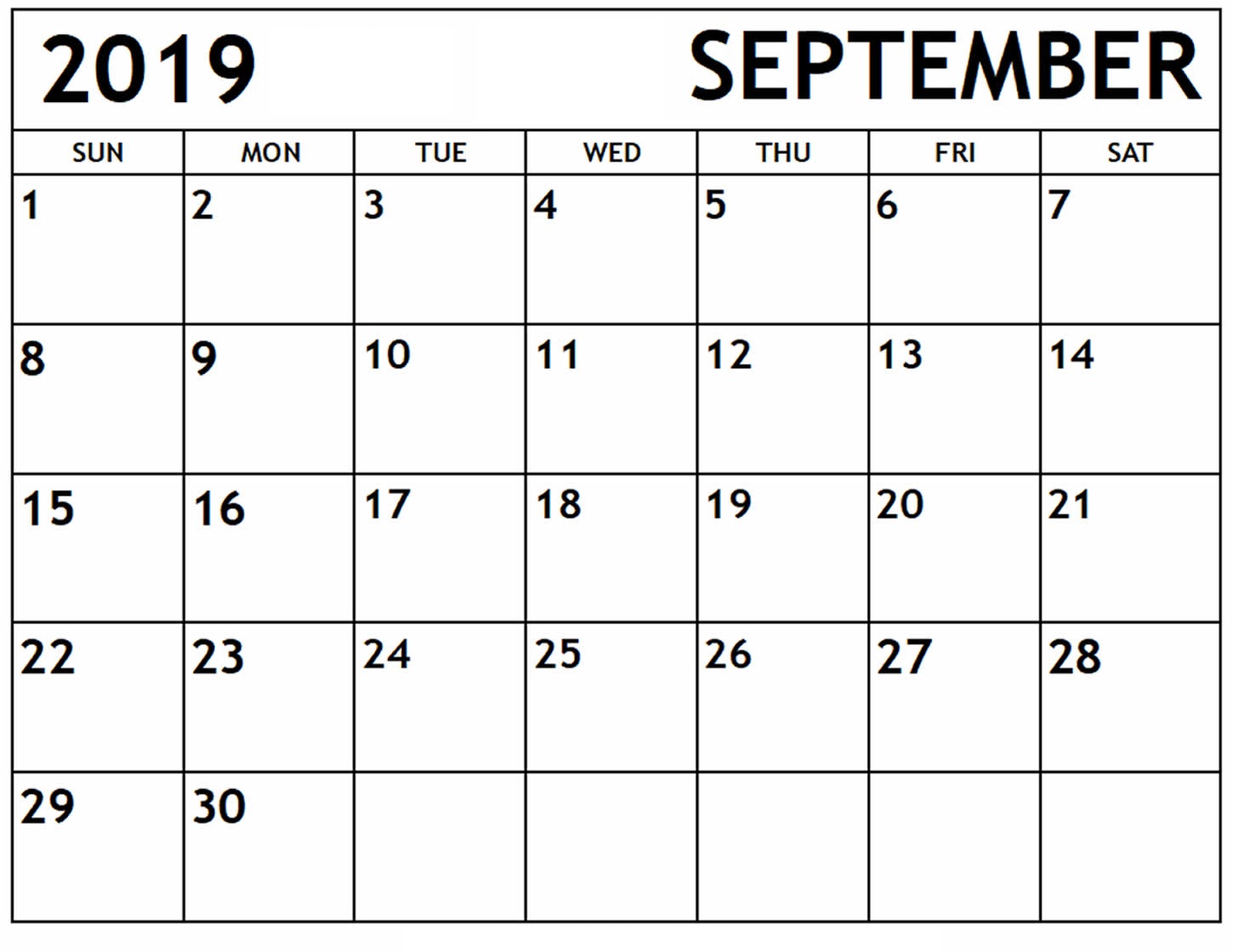 September 2019 Monthly Template