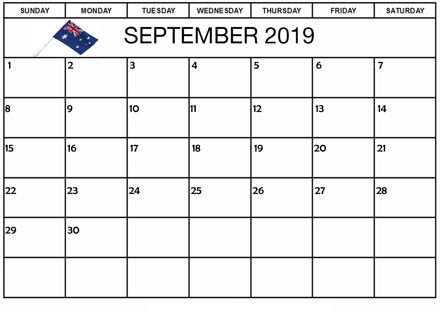 September 2019 Calendar Australia