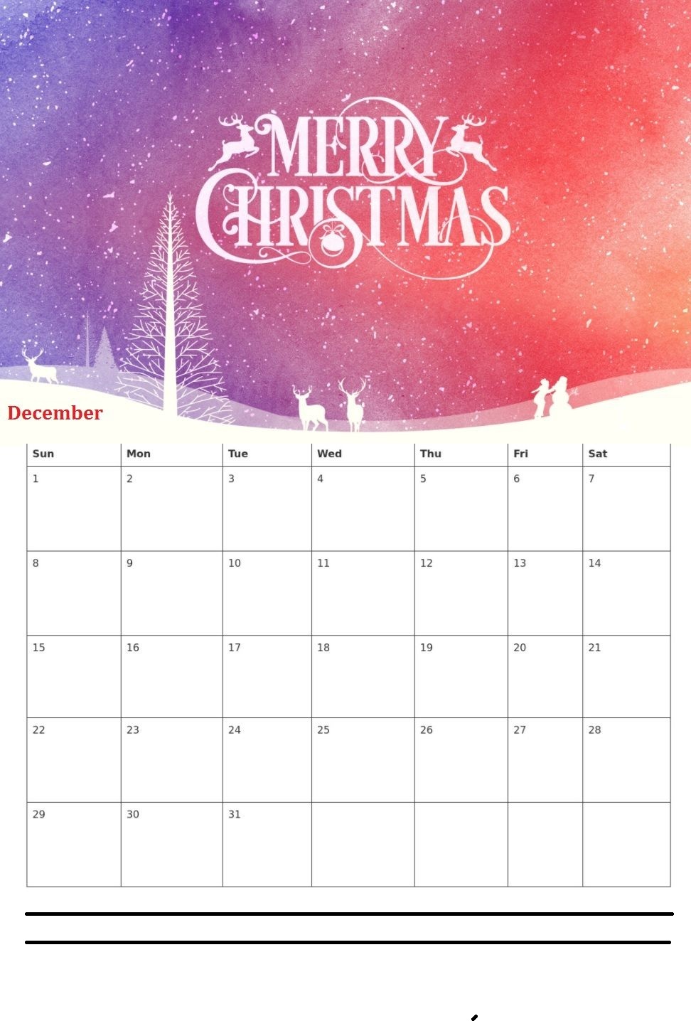 December Calendar Cute