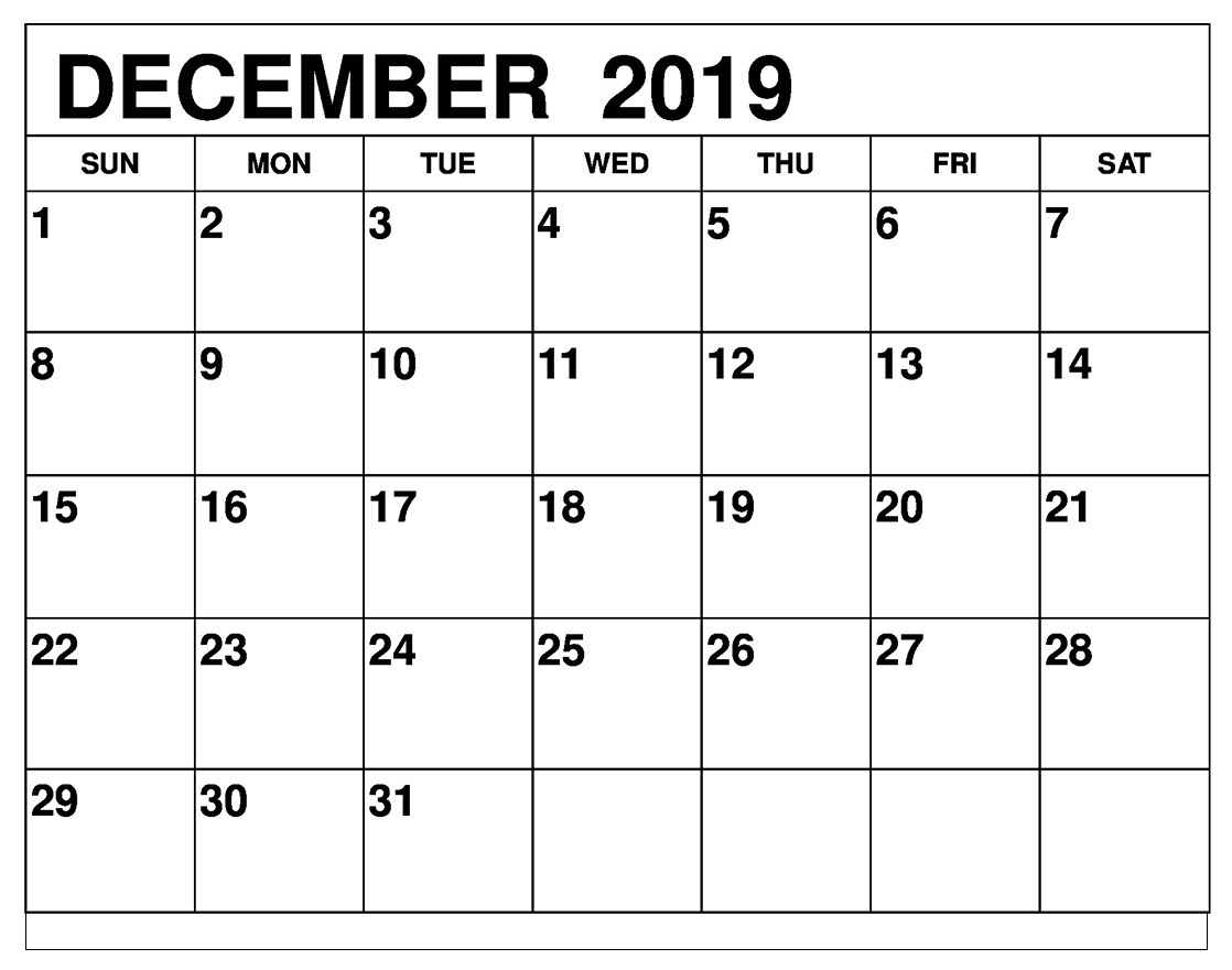 December 2019 Printable Calendar: Weekly Calendar For Toddlers | Free ...