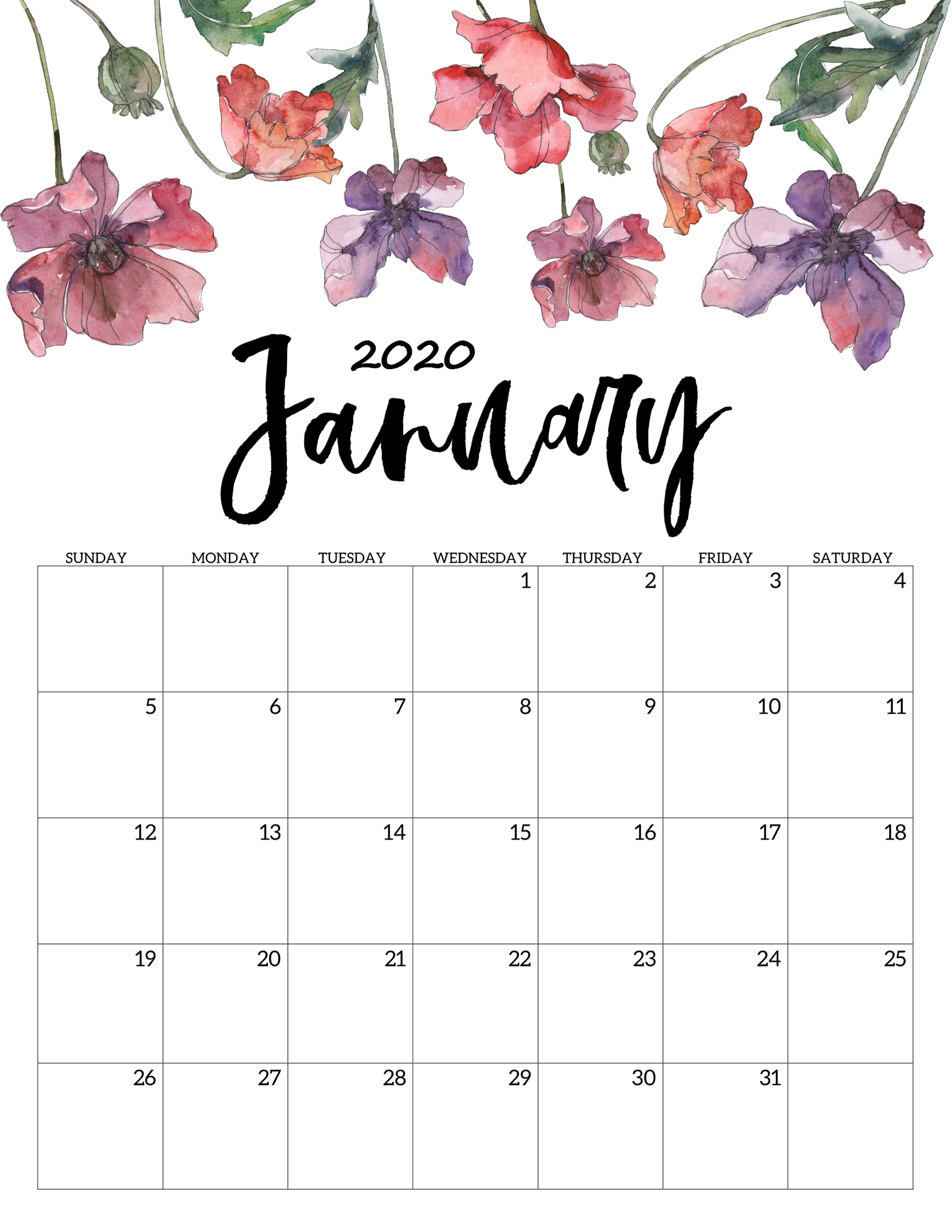 Calendar 2020 January For Student Schedule | Free Printable Calendar