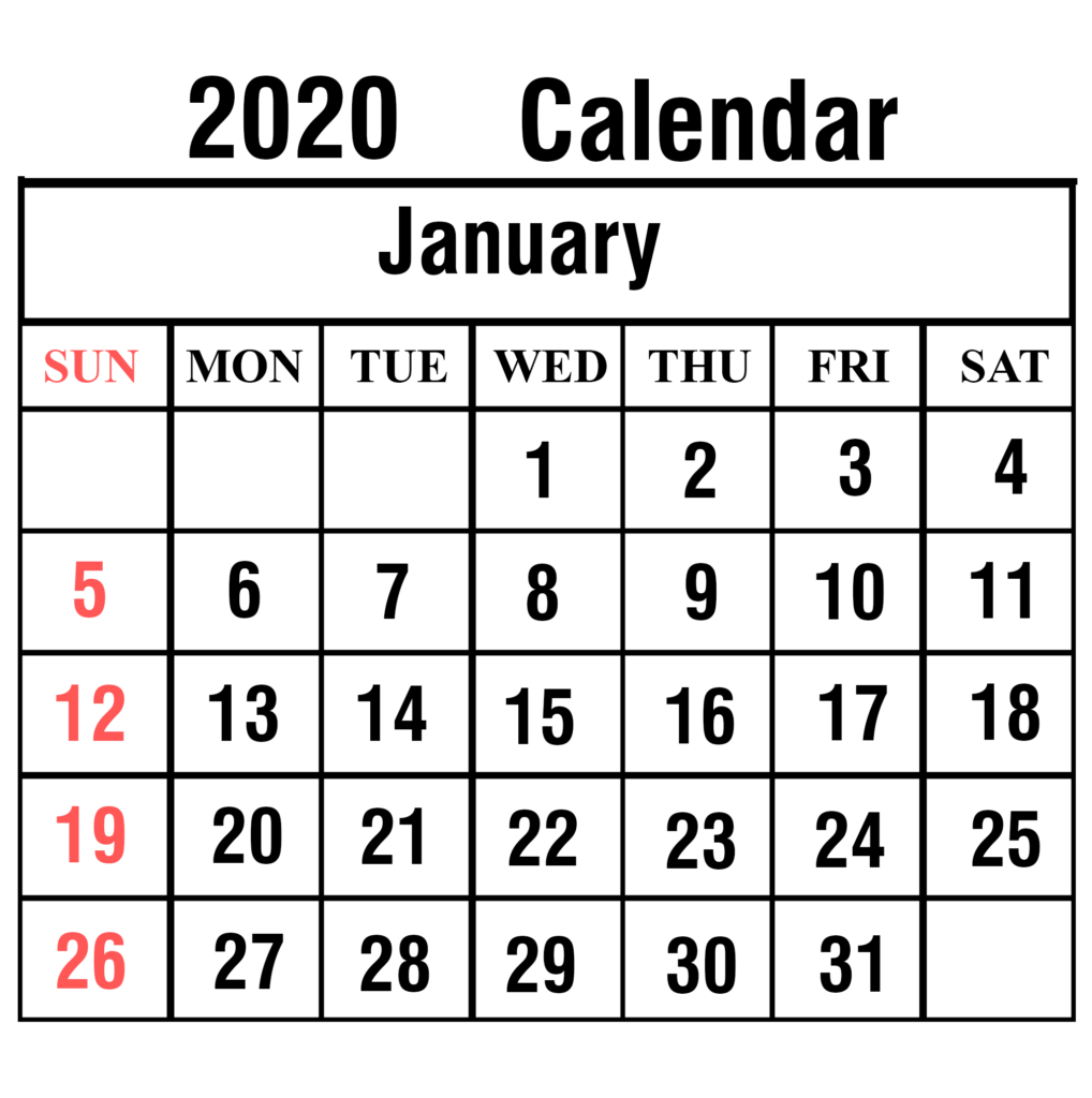 Calendar January 2020 Printable – For Classroom Management | Free ...