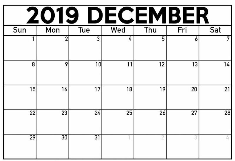 Free Printable December 2019 Calendar Template Excel