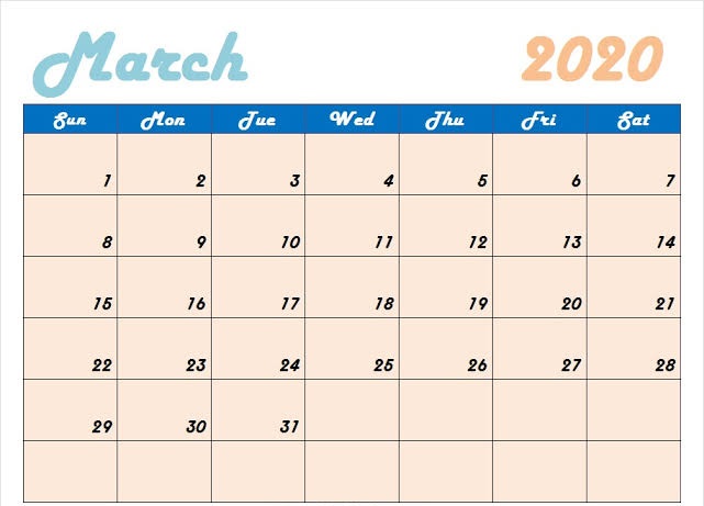 Cute March 2020 Calendar PDF In Latest Design | Free Printable Calendar ...