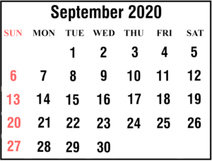 Cute September 2020 Calendar – Plan Weekly Activities | Free Printable
