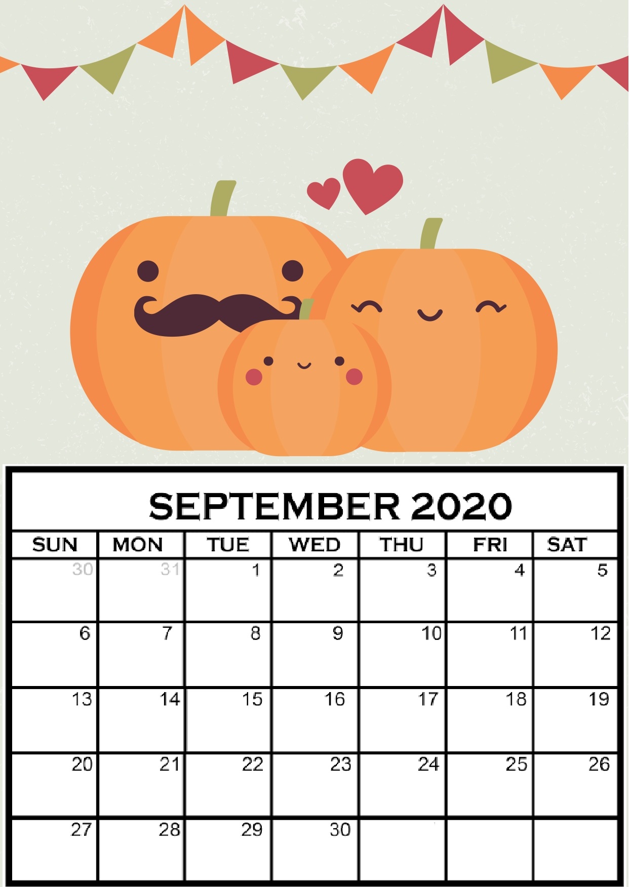 Cute September 2020 Calendar For Kids