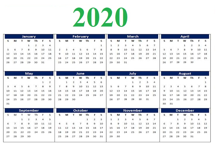 Printable 2020 Calendar Free