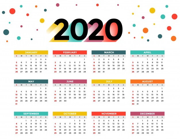 Yearly 2020 Calendar For Kids