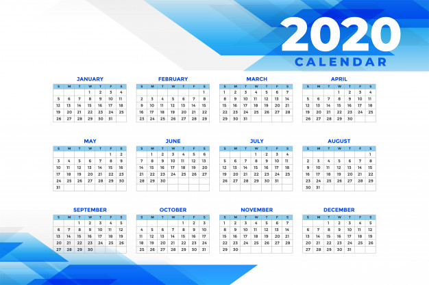 Yearly 2020 Calendar
