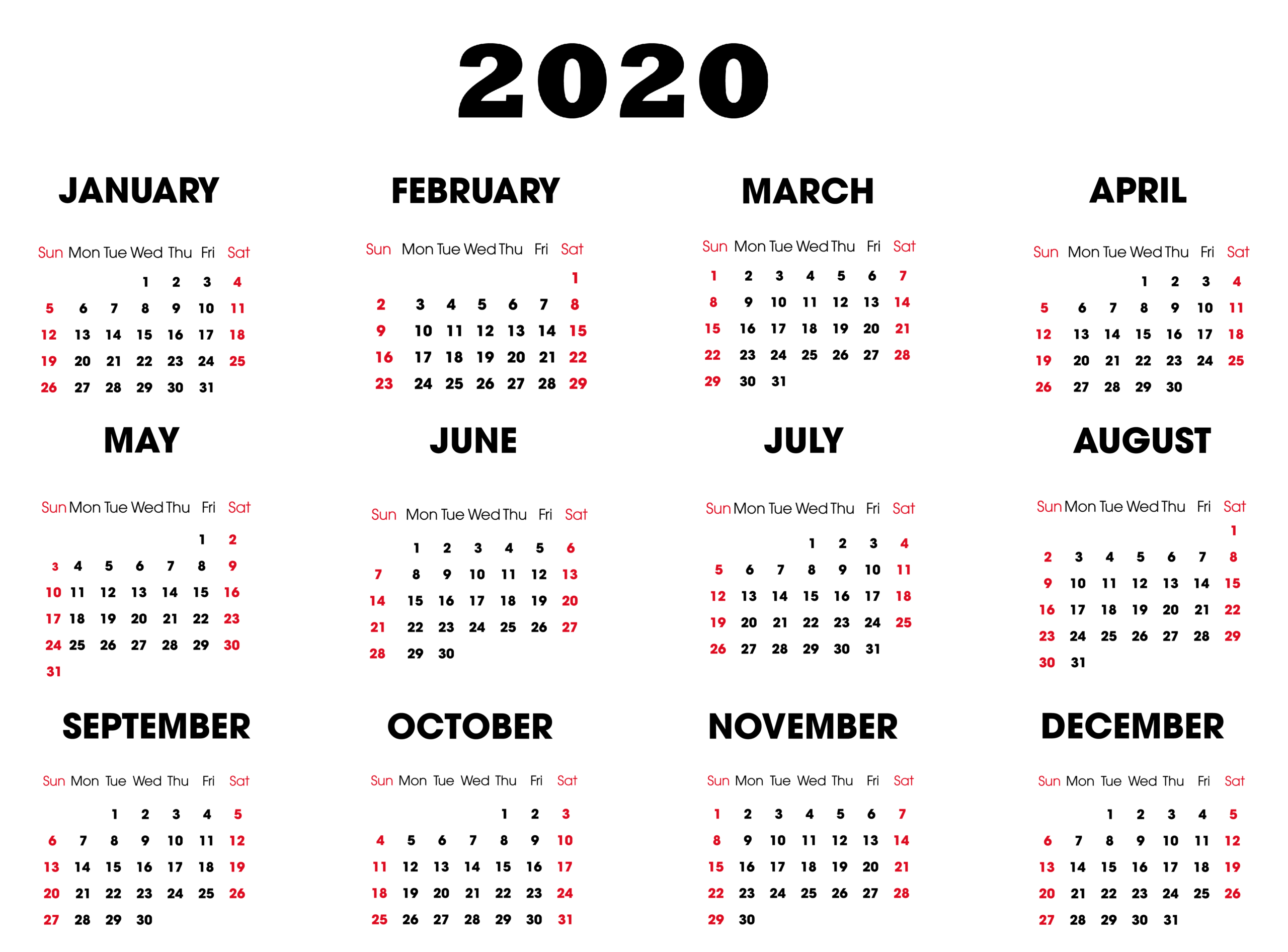 USA Federal and State 2020 Calendar With Holidays | Free Printable Calendar