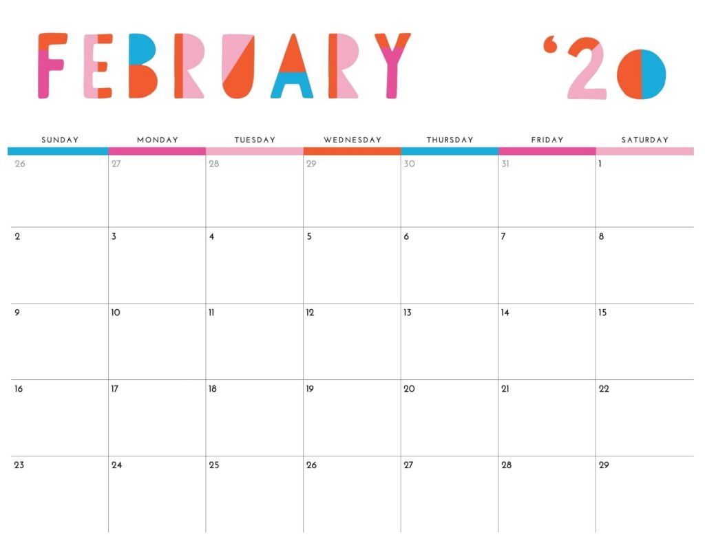 February 2020 Calendar PDF, Excel Sheet | Free Printable Calendar