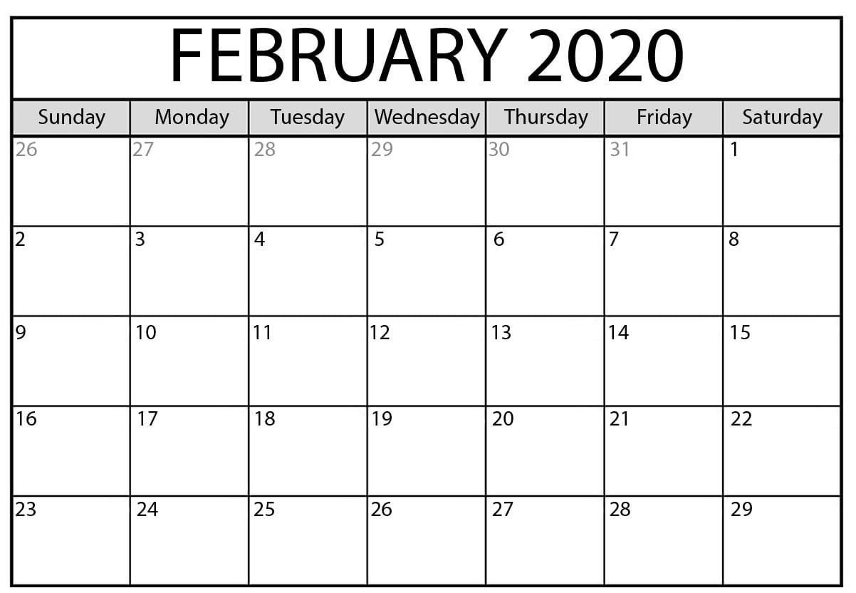 Printable February 2020 Calendar PDF Wallpaper | Free Printable Calendar