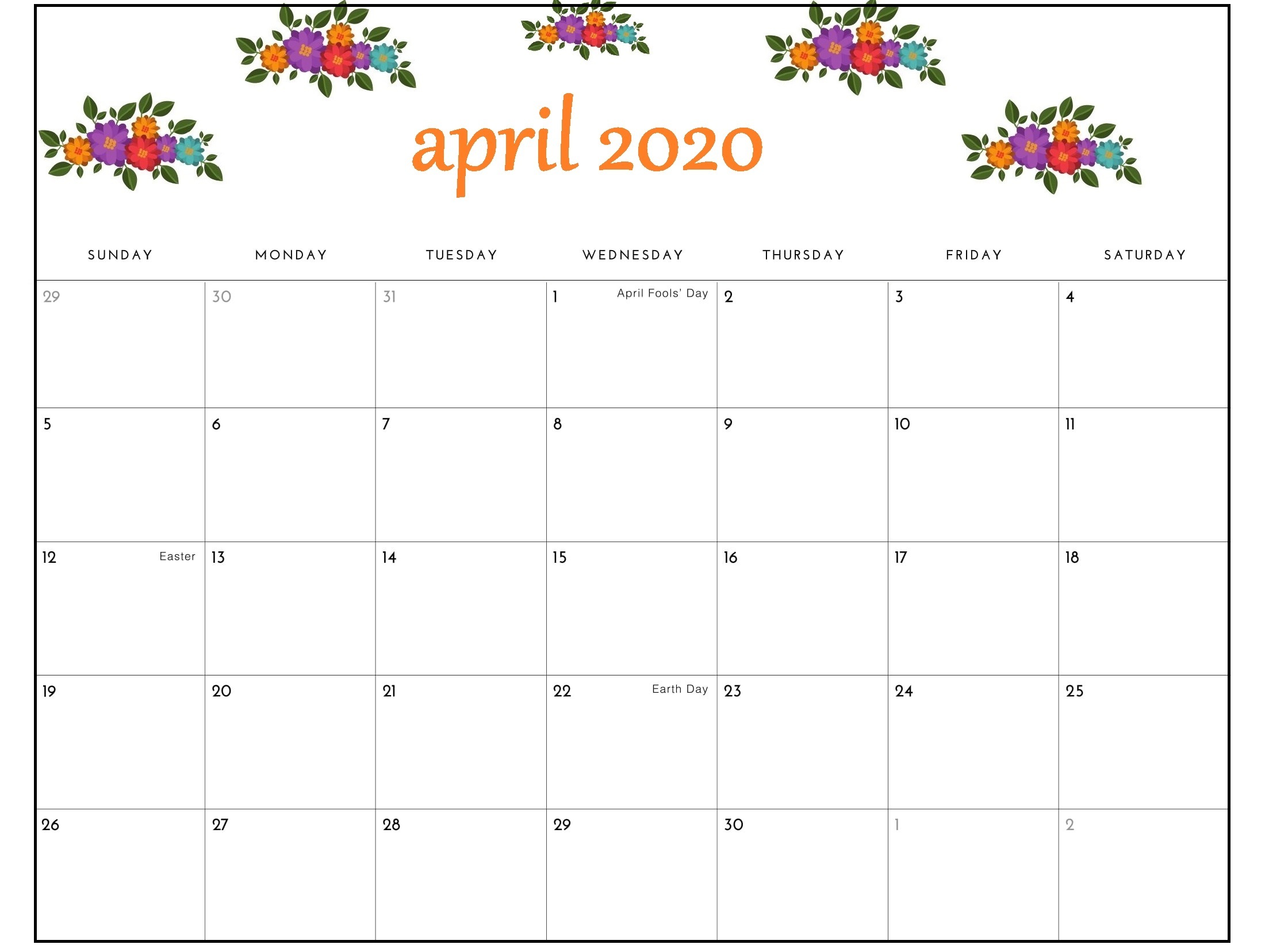 April 2020 Calendar Excel Sheet | Free Printable Calendar