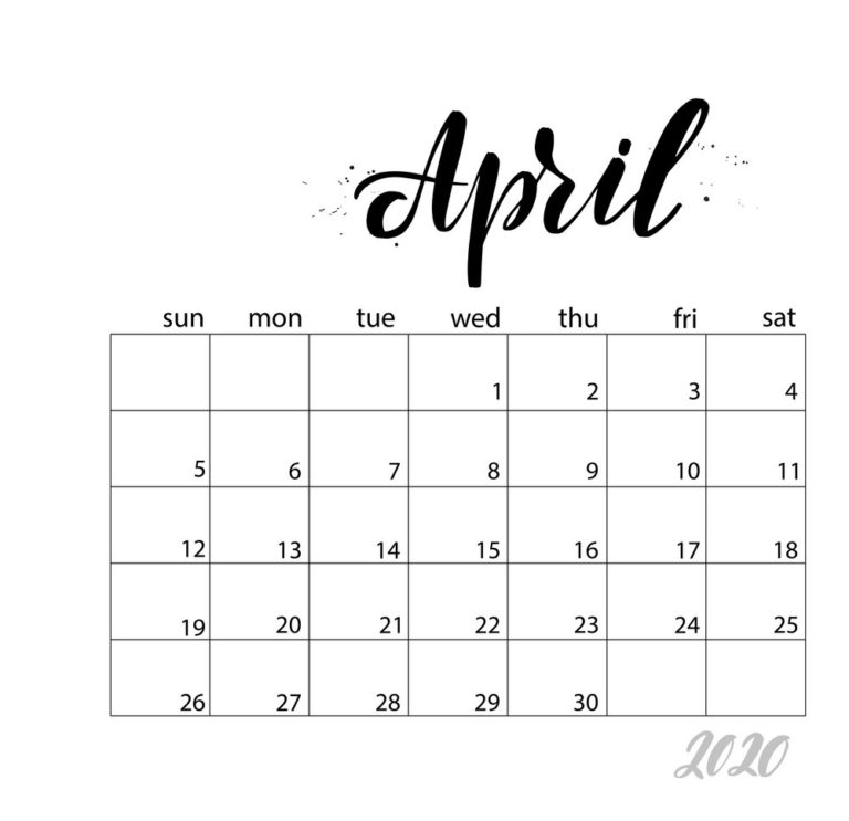 April 2020 Calendar Printable For School | Free Printable Calendar