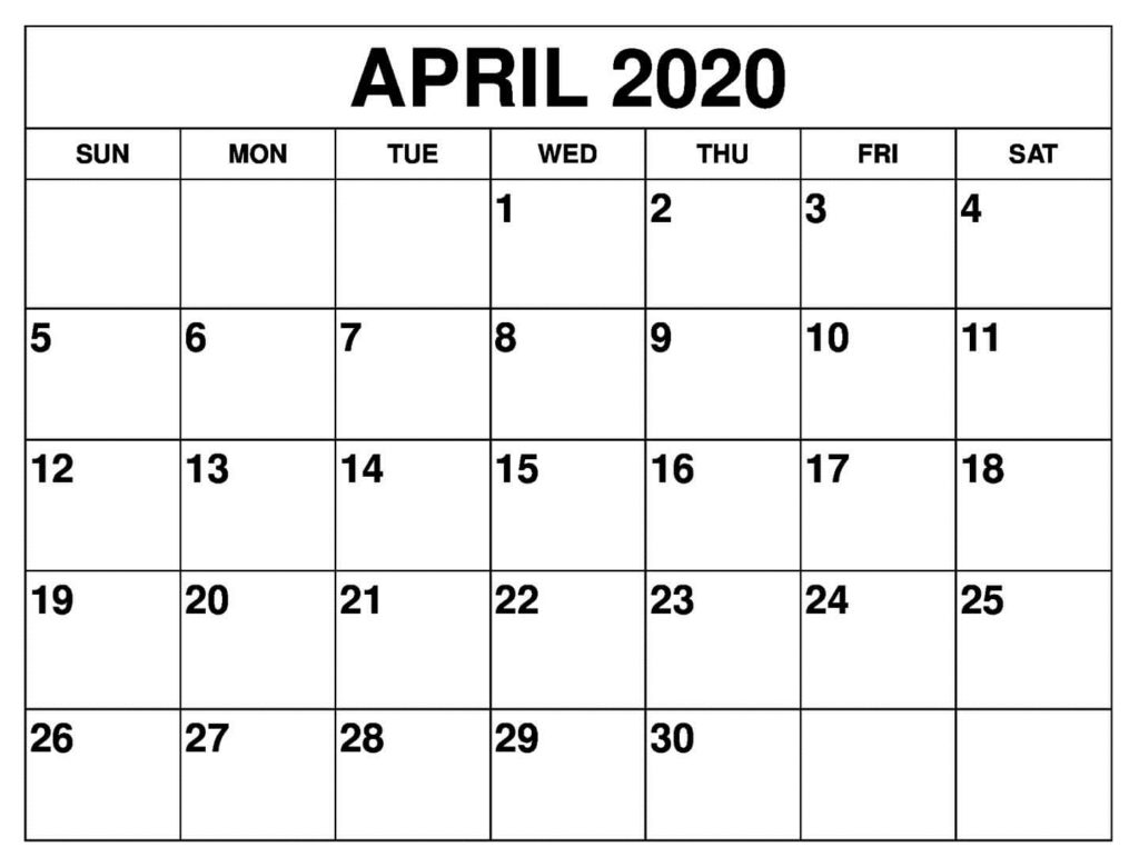 Blank April 2020 Calendar For Employee Attendance Free Printable Calendar