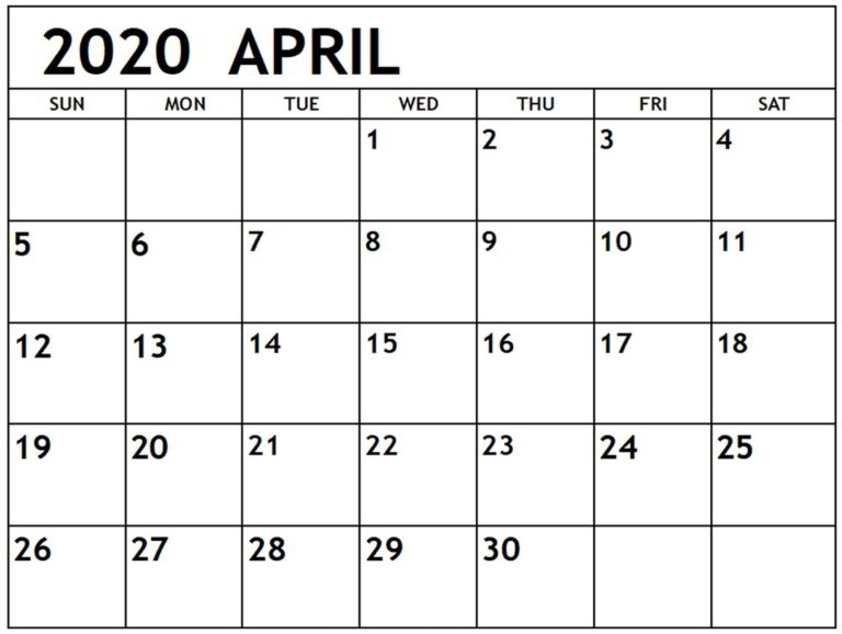 April 2020 Calendar Excel Sheet | Free Printable Calendar
