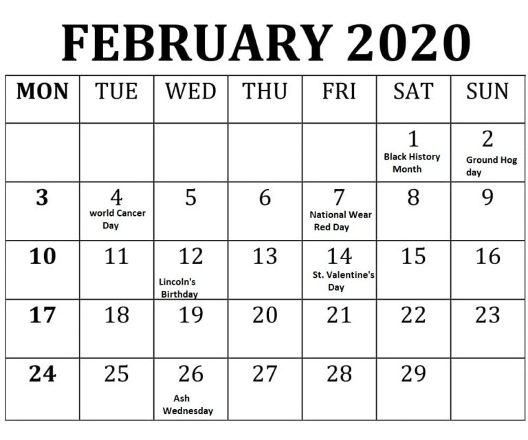 Feb 2020 Calendar Successful Tips For Everyone | Free Printable Calendar