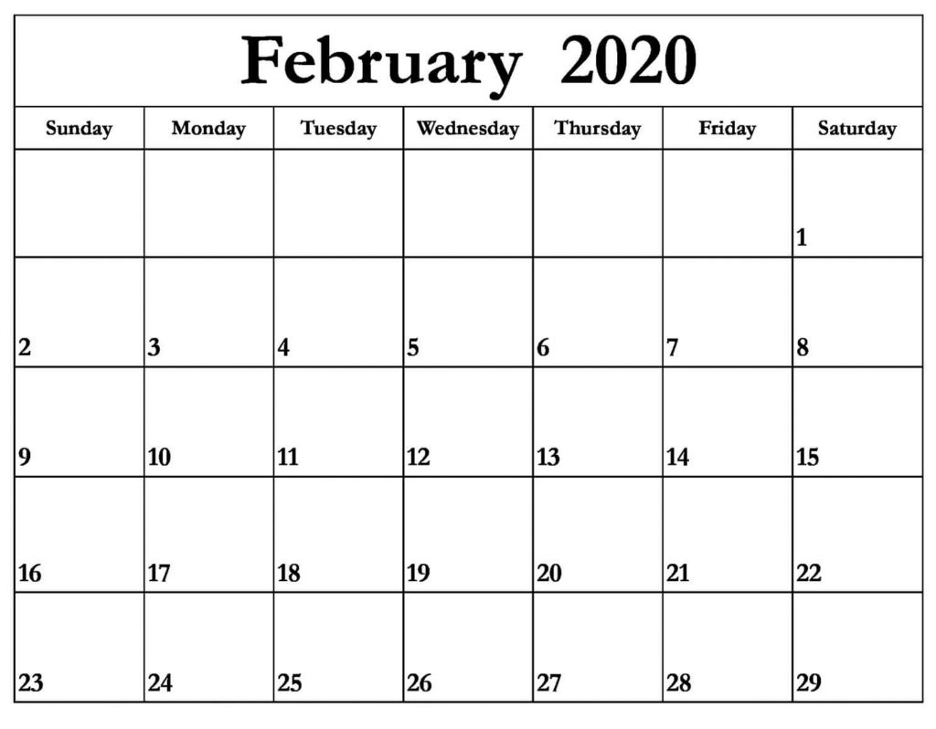 Printable February 2020 Calendar PDF Wallpaper | Free Printable Calendar