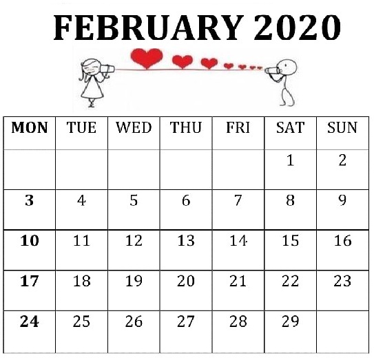 February 2020 Calendar Template PDF