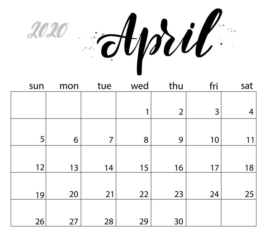 April 2020 Calendar PDF Sheet For Exam Free Printable Calendar