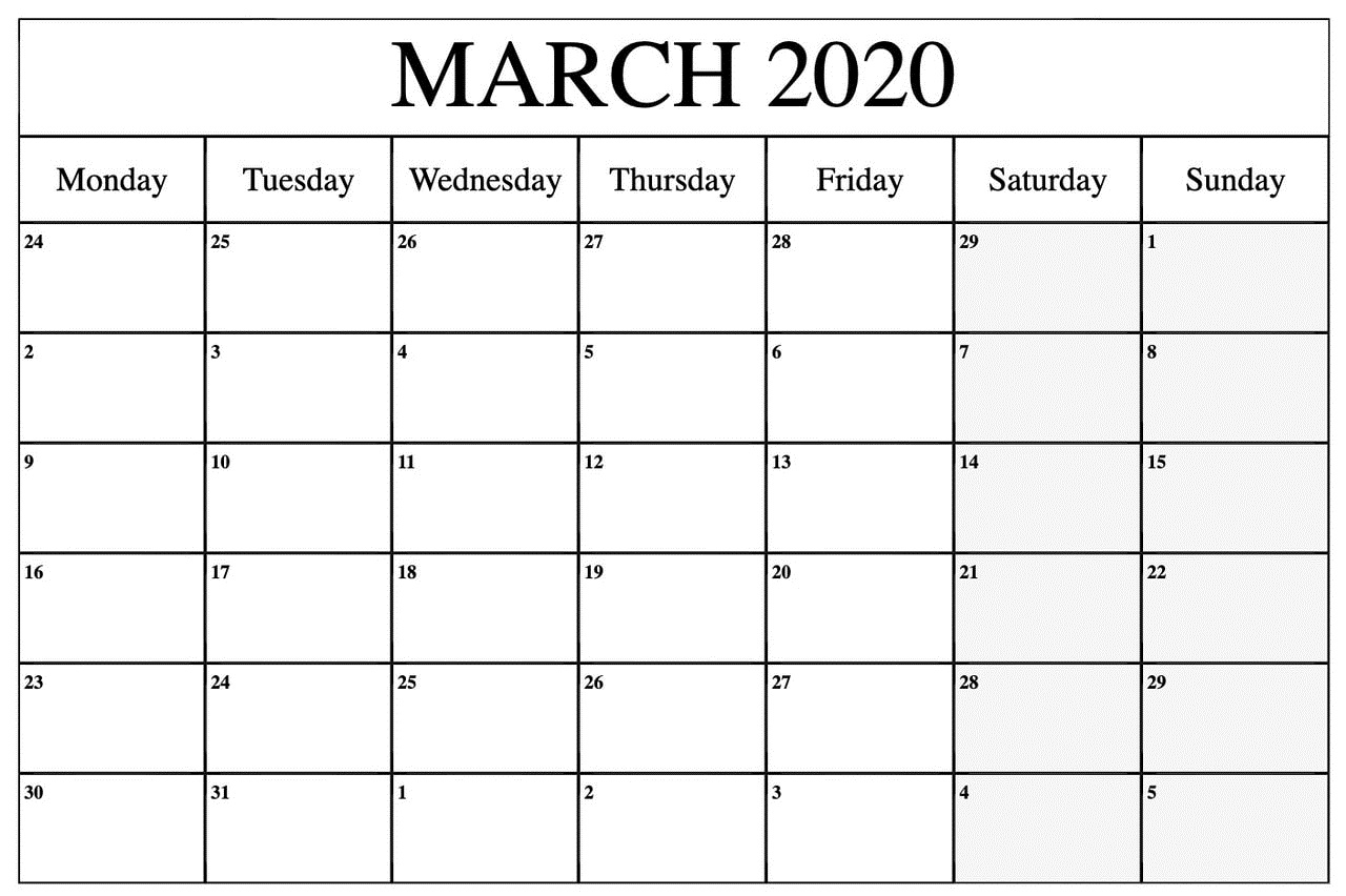 Kids Calendar For March 2020