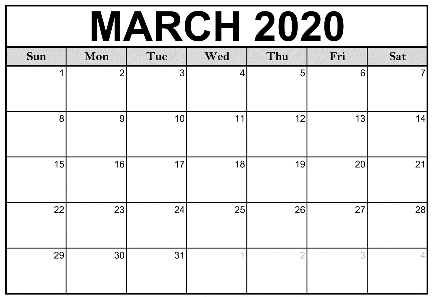 Printable March Calander