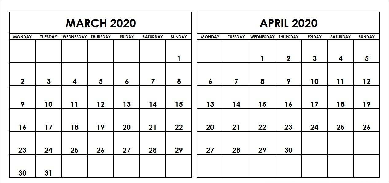 March April 2020 Calendar Management Sheet Free Printable Calendar