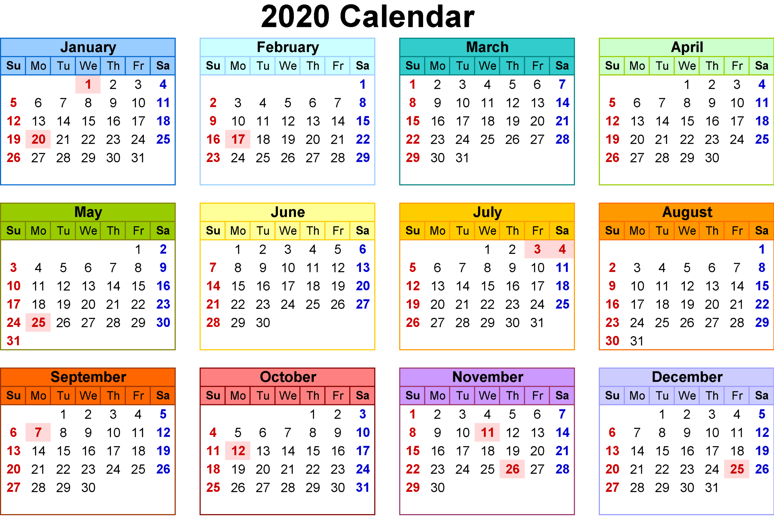 Template Calendar 2020 Download