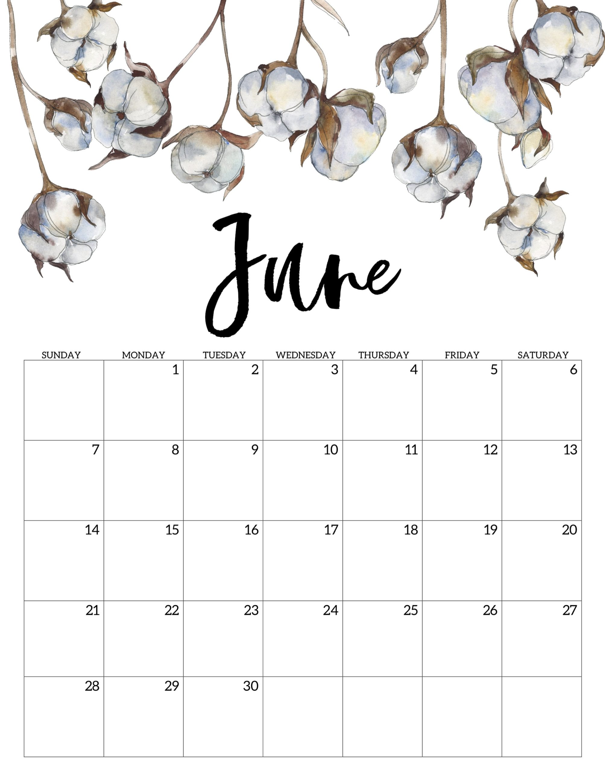 2020 June Calendar Printable
