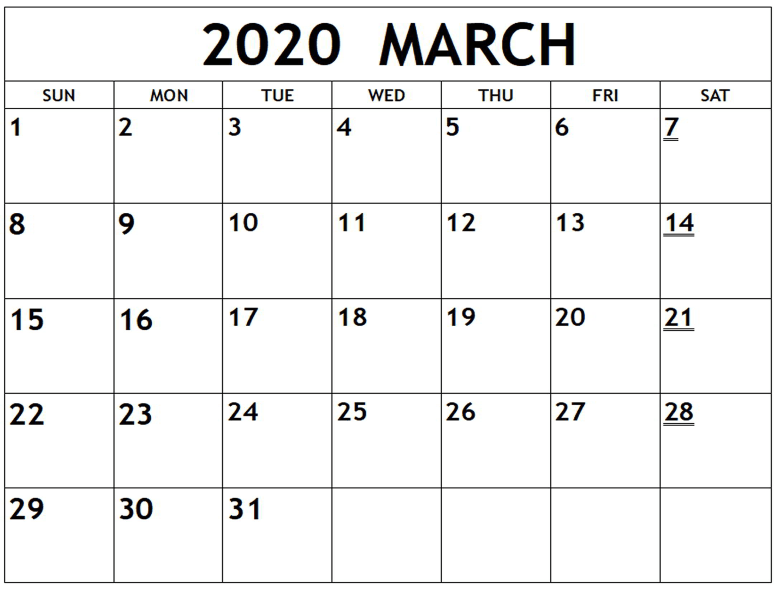 March 2020 Calendar Excel Sheet | Free Printable Calendar