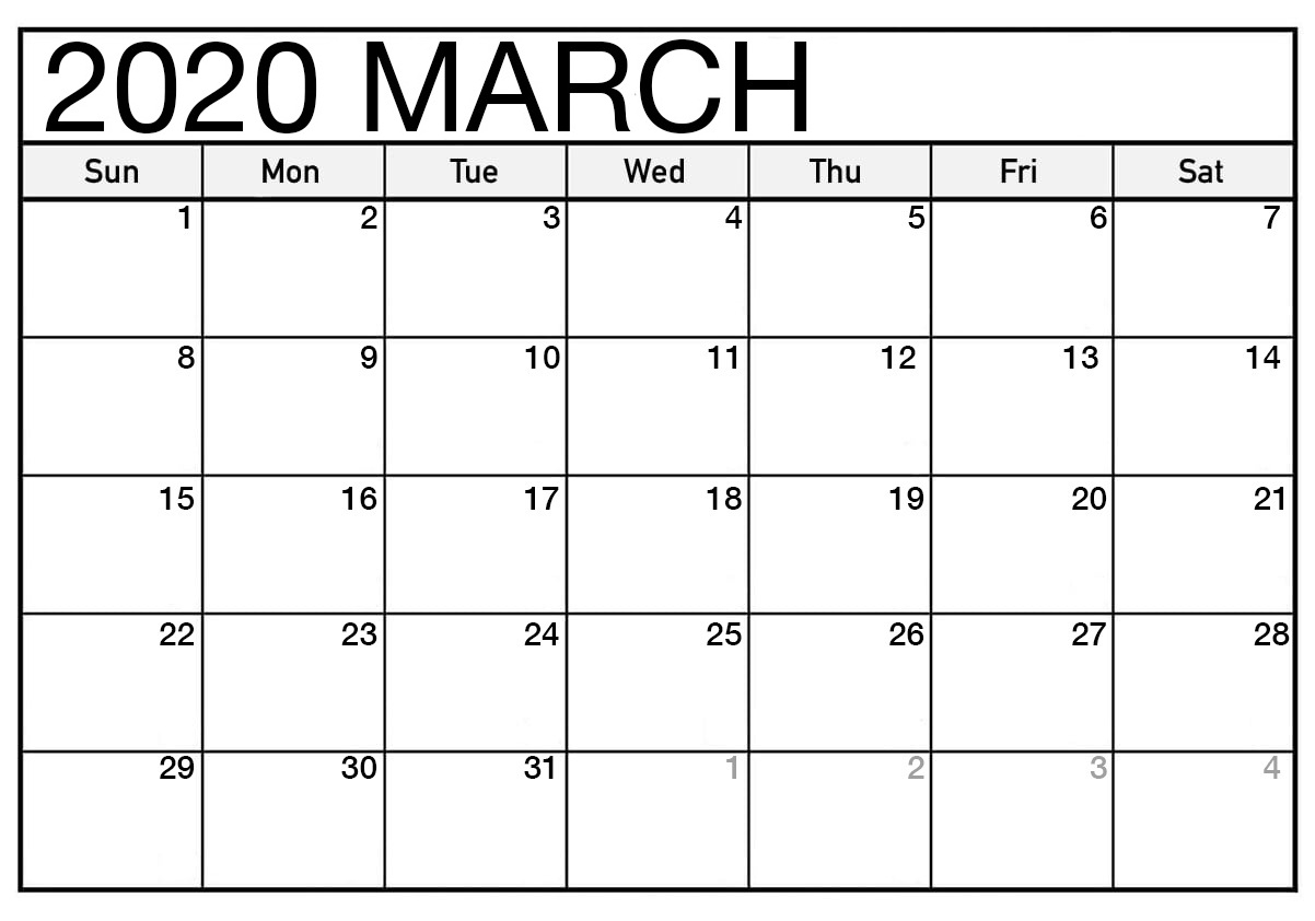 March Calendar 2020 Wallpaper