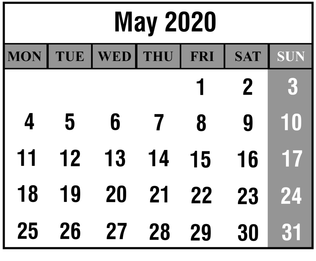 Printable May 2020 Calendar With Holidays | Free Printable Calendar