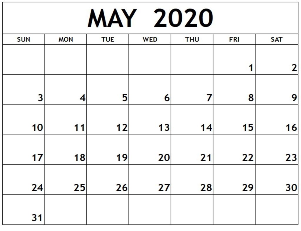 Free Printable Calendar May 2020 Download | Free Printable Calendar