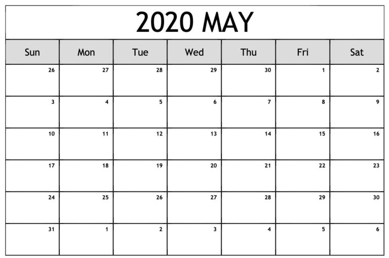 Free Calendar For May 2020 | Free Printable Calendar