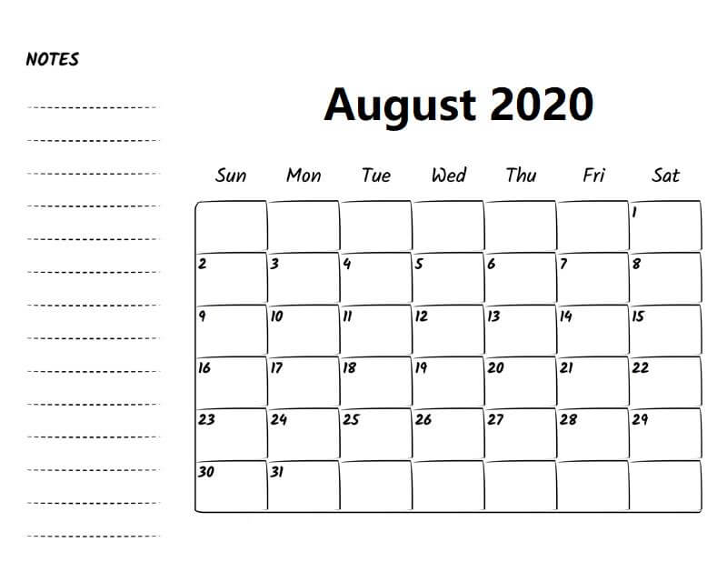 August 2020 Template