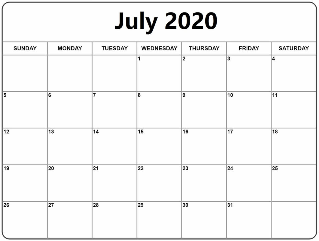 Free July 2020 Calendar Printable | Free Printable Calendar