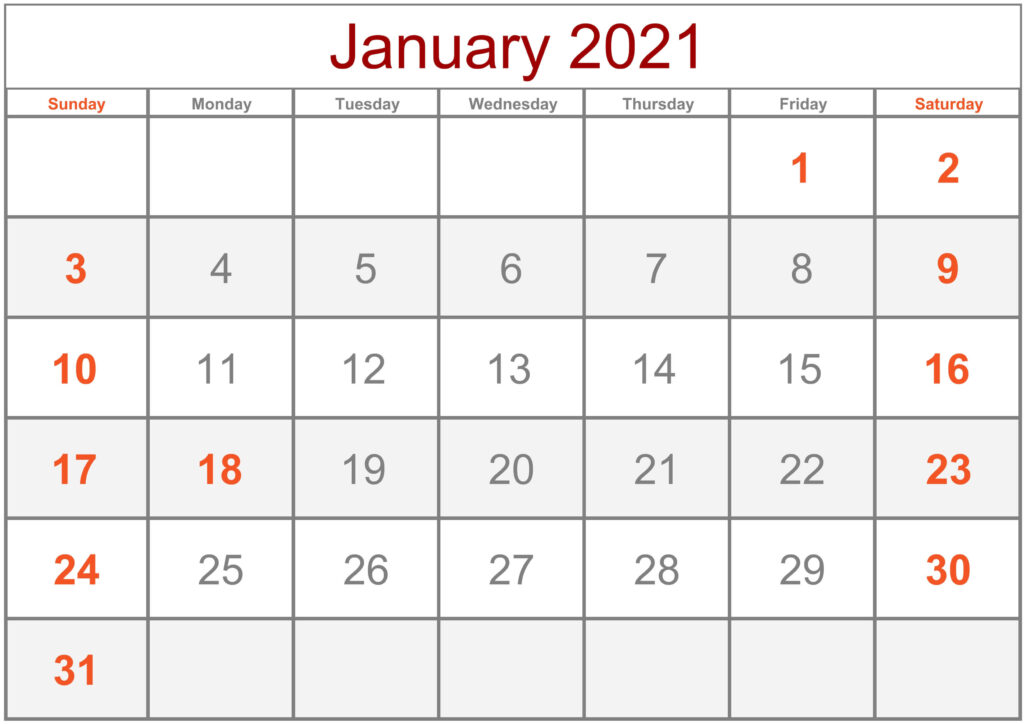 January 2021 Calendar Excel Plan Holidays | Free Printable Calendar