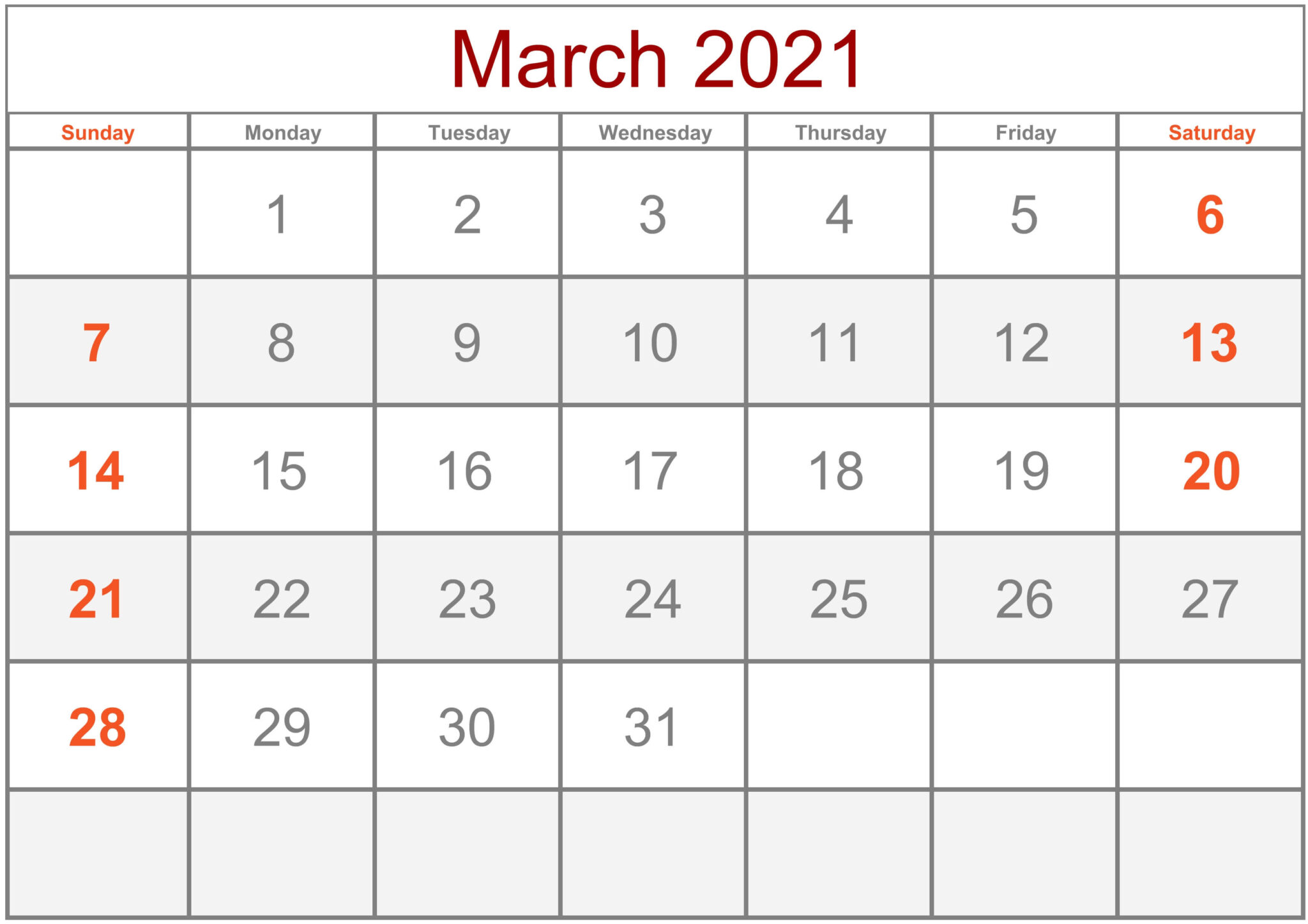 Printable March 2021 Calendar With Holidays Free Printable Calendar