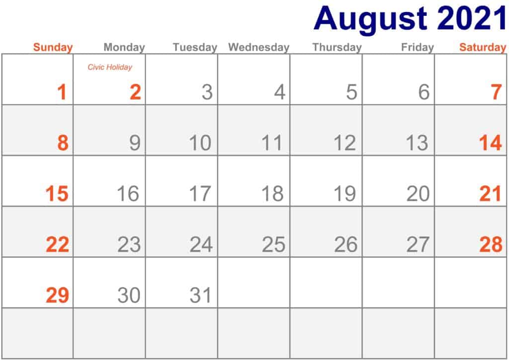 Printable August 2021 Calendar With Holidays | Free Printable Calendar