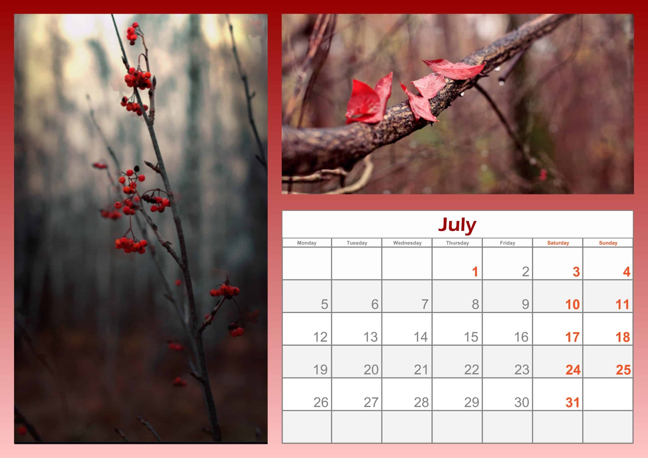 2021 July Calendar Printable