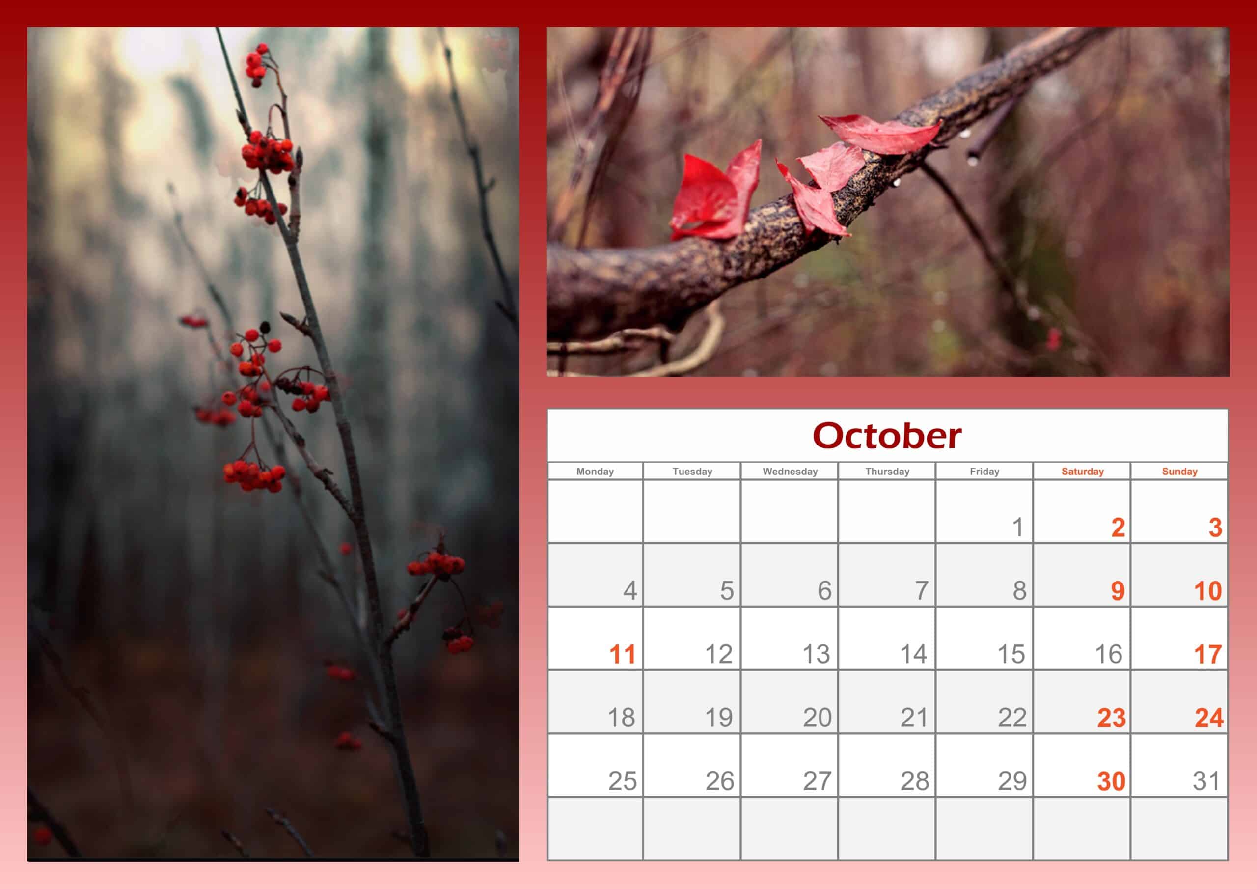 2021 October Calendar Printable