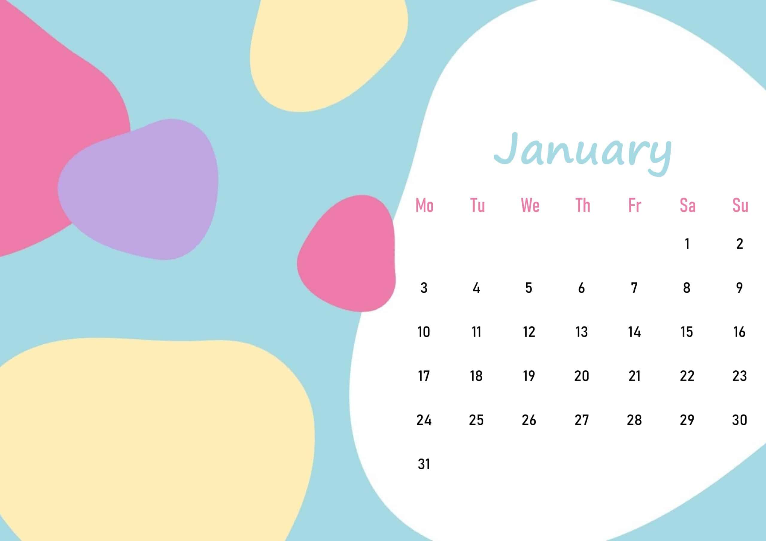 Beautiful Floral January 2022 Calendar