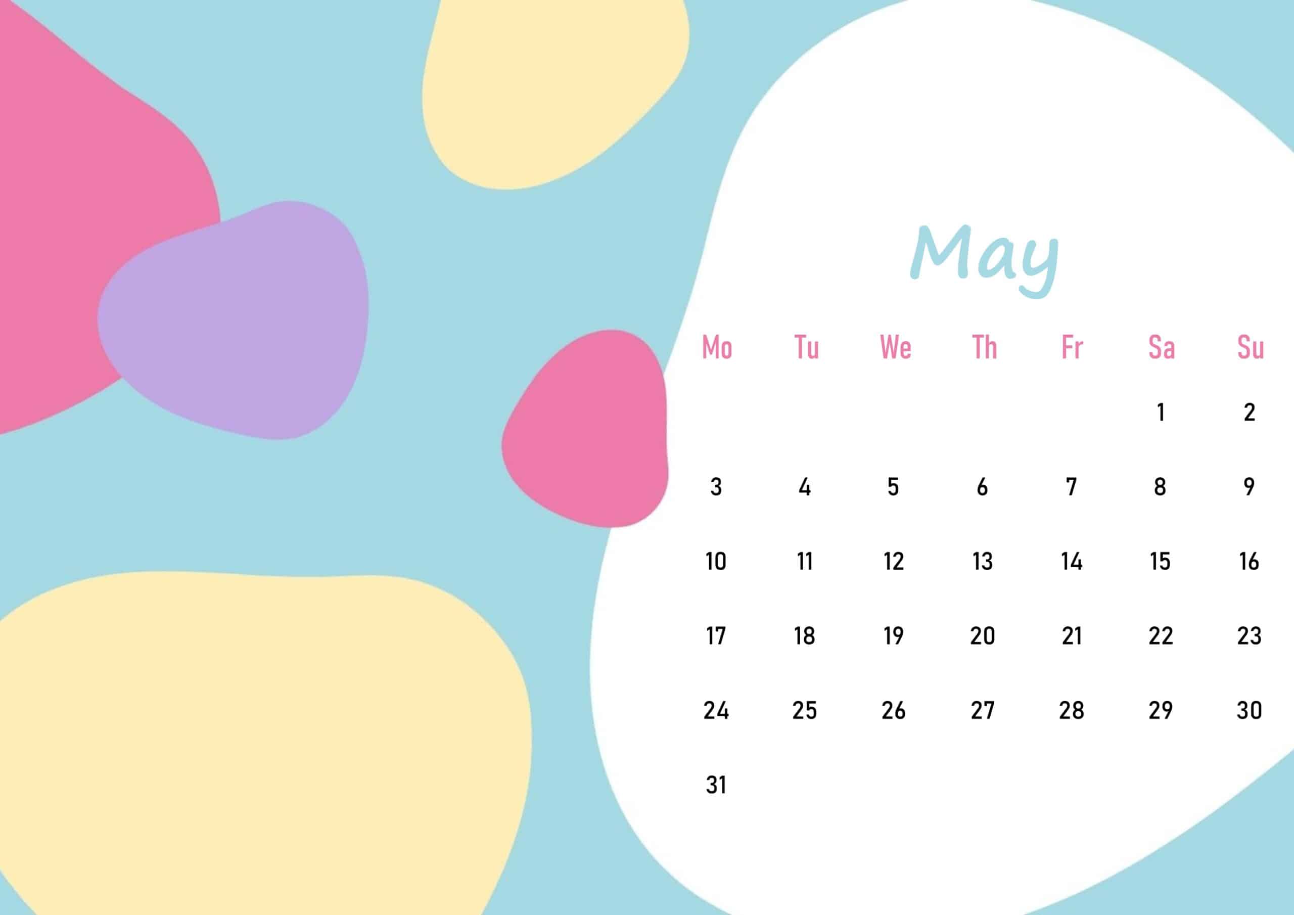 Beautiful Floral May 2021 Calendar