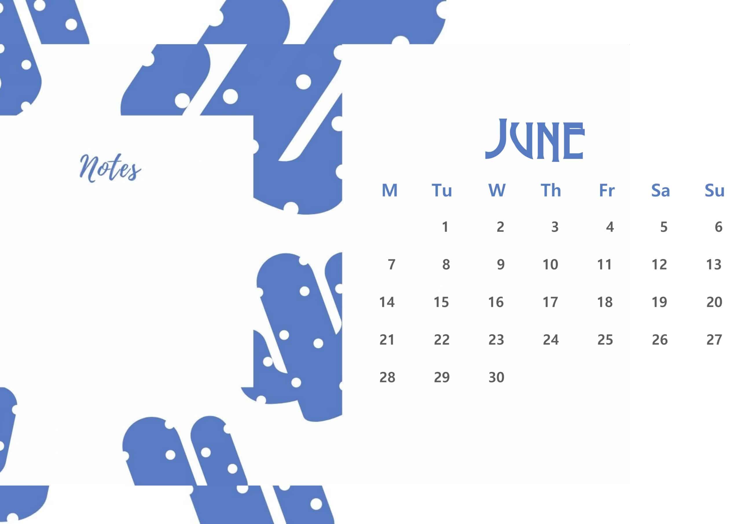 Beautiful June 2021 Floral Calendar