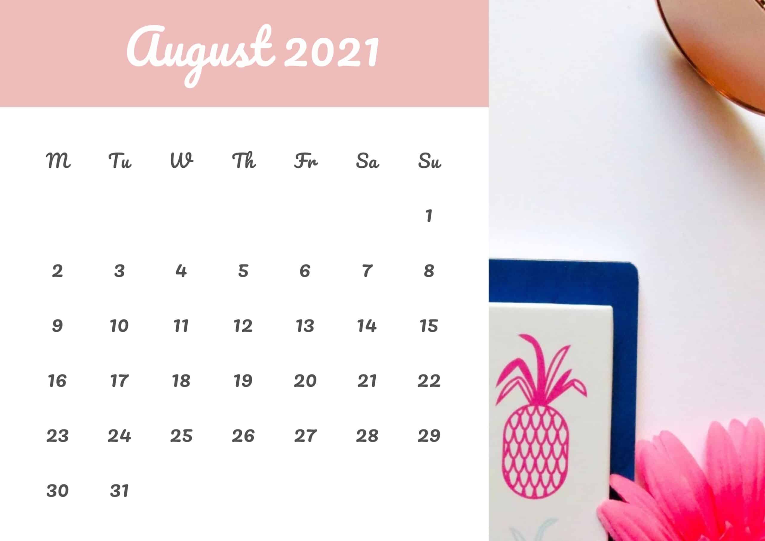 Cute Calendar August 2021 Free