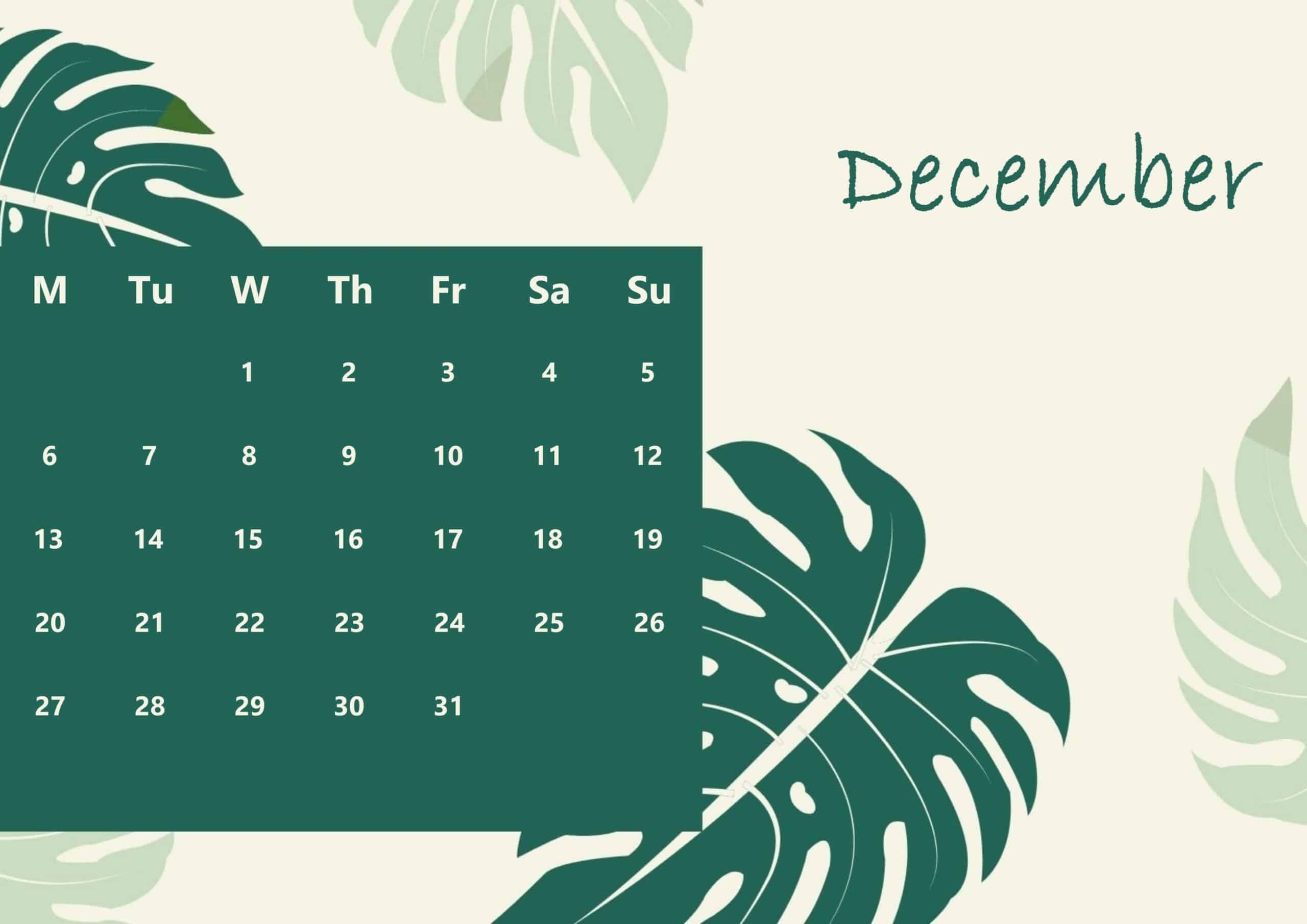 Cute December 2021 Calendar ForMAT