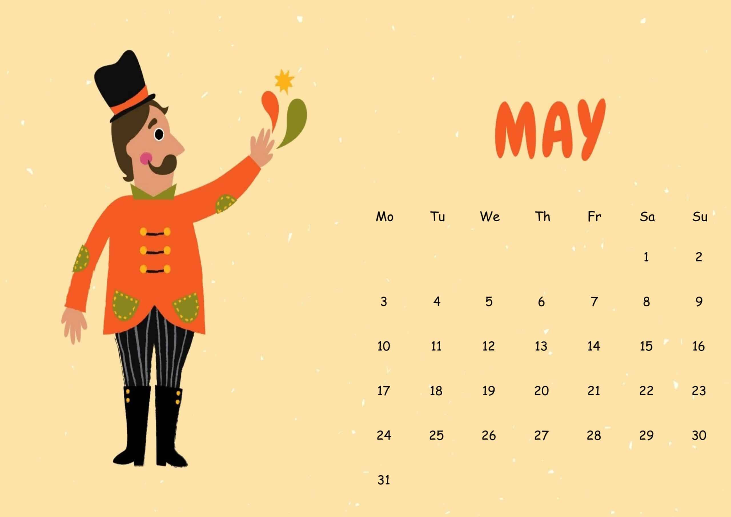 Cute May 2021 Calendar Sheet